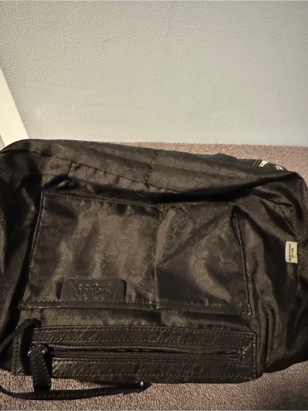 Michael Kors Black Leather Eyelet Satchel with MK Charm